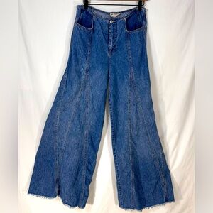 Free People Wide Leg Jeans High Waisted Jeans Size 28 Bohemian Retro Grunge